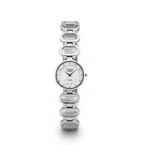 Silver Quartz Watch with Crystal Accents